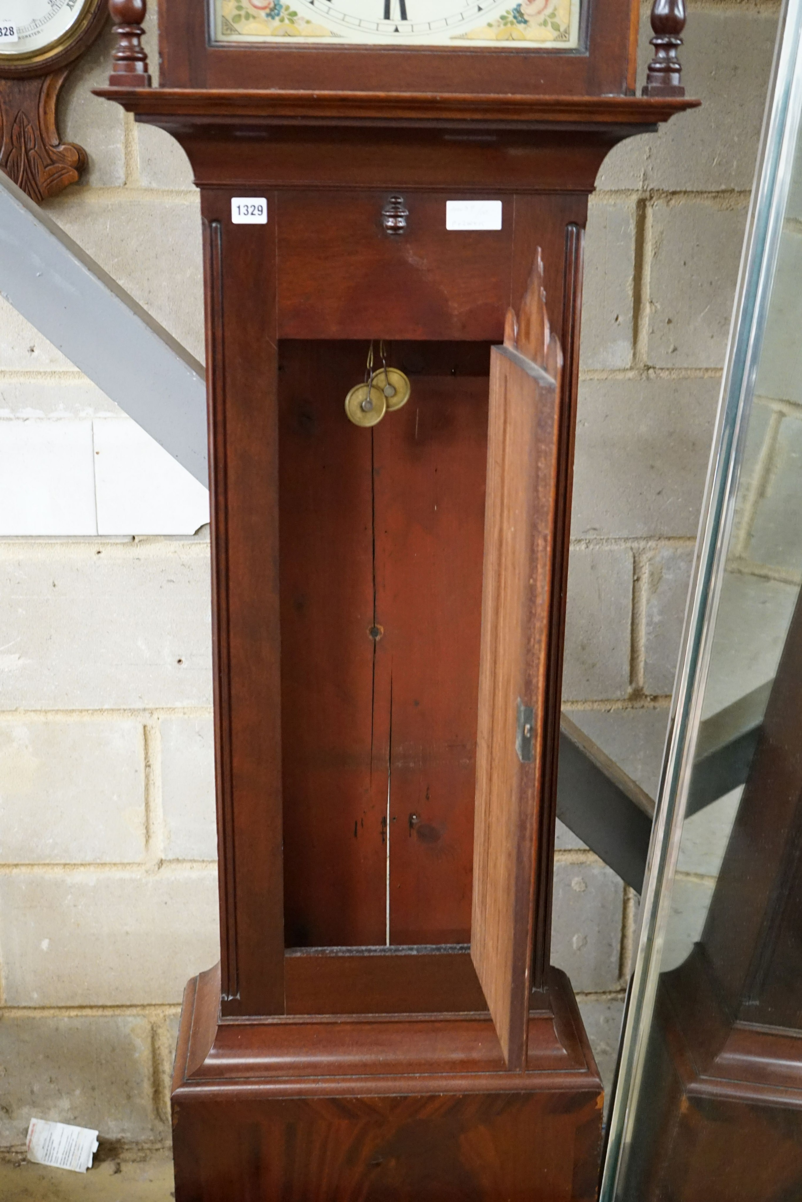 A 19th century mahogany 8 day longcase clock with painted dial, height 214cm